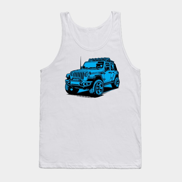 Adventure Awaits: Off-Road Dreams on Wheels - Unleash the Spirit of Jeep in Every Stitch! Tank Top by Dooodeee